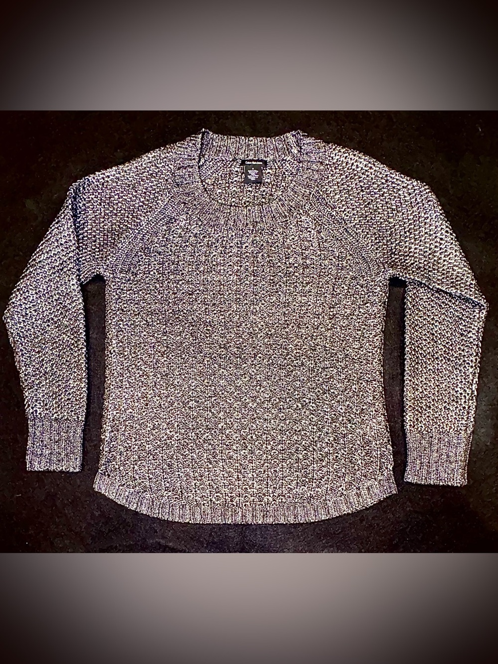 Calvin Klein Jeans Black & White Marled Crew Sweater